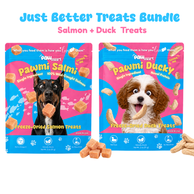 The Pawmart Freeze-Dried Dog Treats Bundle | Salmon + Duck | Single Ingredient, High-Protein, Clean Training Treats For Dogs