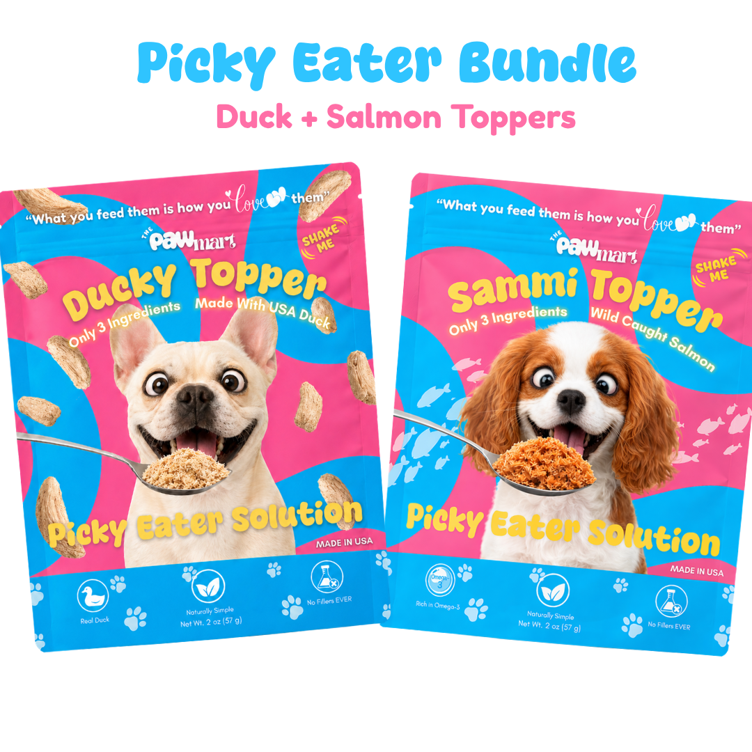 The Pawmart Freeze-Dried Dog Food Topper Bundle | Duck + Salmon | Only 3 Ingredients Each | Clean, High-Protein Meal Enhancers For Dogs