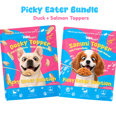 The Pawmart Freeze-Dried Dog Food Topper Bundle | Duck + Salmon | Only 3 Ingredients Each | Clean, High-Protein Meal Enhancers For Dogs