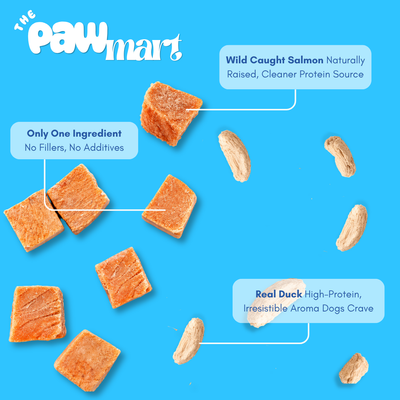 The Pawmart Freeze-Dried Dog Treats Bundle | Salmon + Duck | Single Ingredient, High-Protein, Clean Training Treats For Dogs