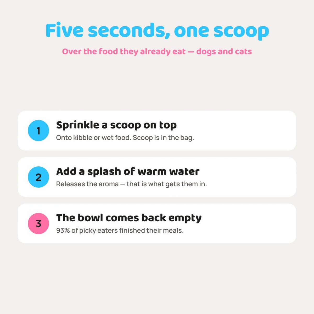 How to use a topper — sprinkle, add warm water, serve